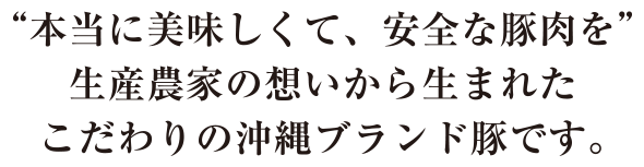 本当に美味しくて、安全な豚肉を。生産農家の想いから生まれたこだわりの沖縄ブランド豚です。
